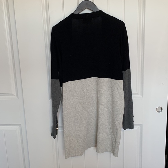 Retrology NWT Women Color Block Open Front Long Knit Cardigan Pockets Sz M Grey - Picture 9 of 12